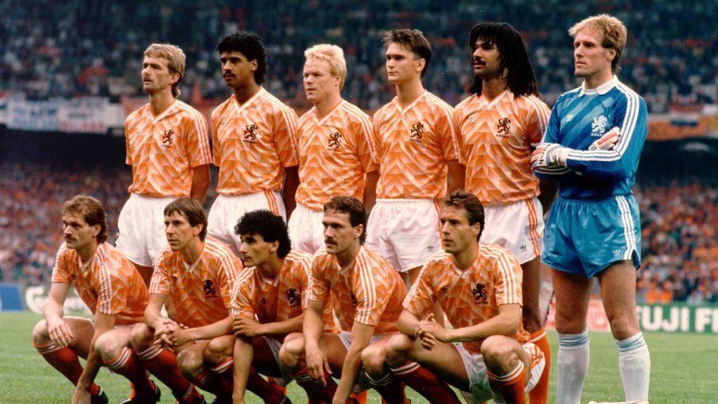Netherlands 1988 Team Wearing Their Home Soccer Jersey