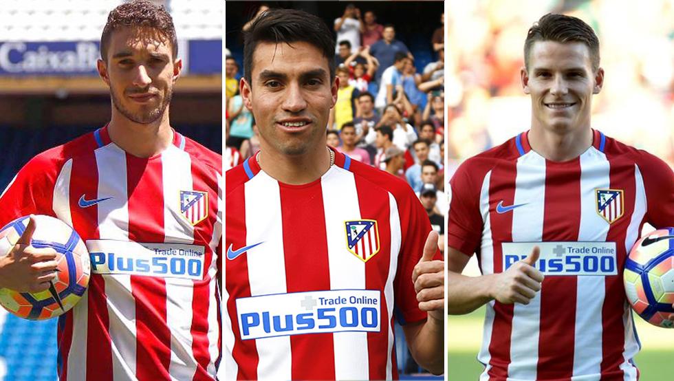 Players Wearing Atletico Madrid Home Football Shirts